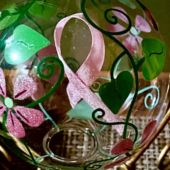Breast Cancer $DONATED to ACS Susan G Komen Glass Ornament & Stand Colle… - Picture 3 of 4